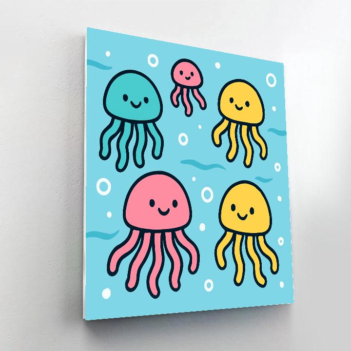 Underwater Jellyfish Parade Number painting