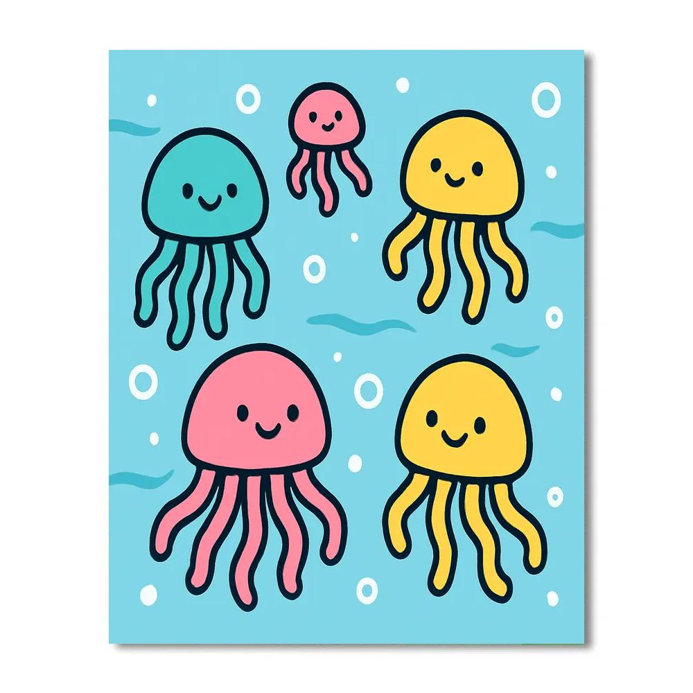 Underwater Jellyfish Parade Number painting
