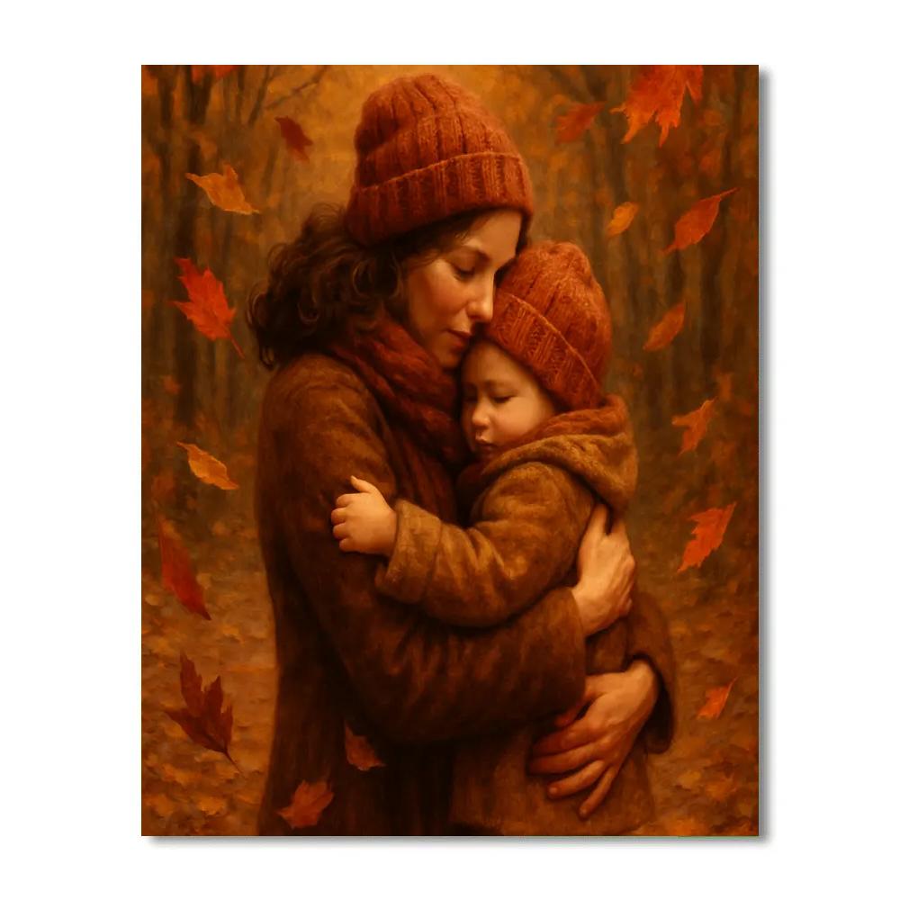 Embrace Among Autumn Leaves DIY paint by numbers