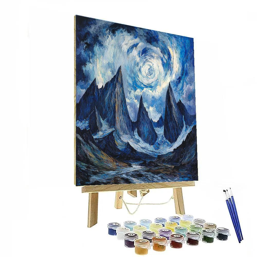 Edvard Munch Inspired Stormy Mountainscape paint by number