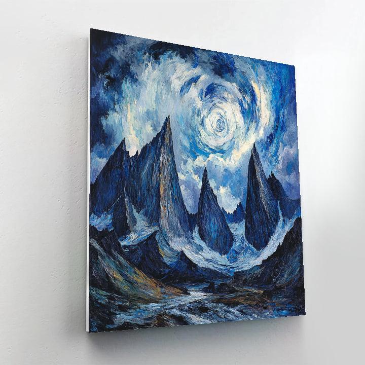 Edvard Munch Inspired Stormy Mountainscape paint by number
