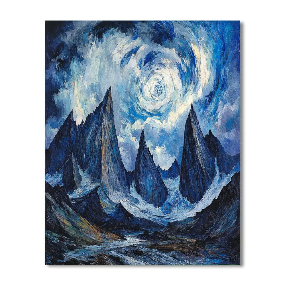 Edvard Munch Inspired Stormy Mountainscape paint by number