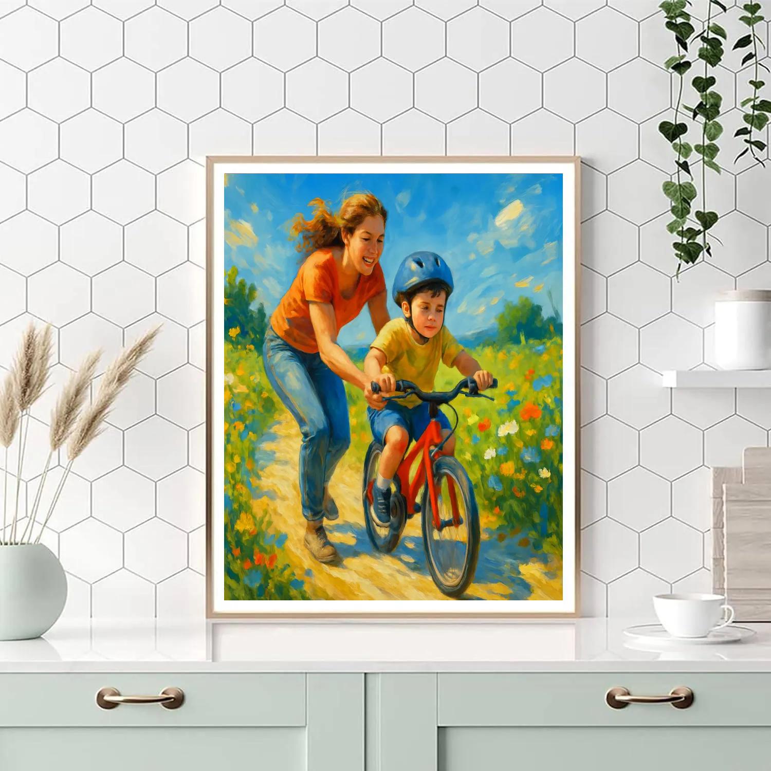 Bicycle Ride Through Meadows Painting by numbers kit
