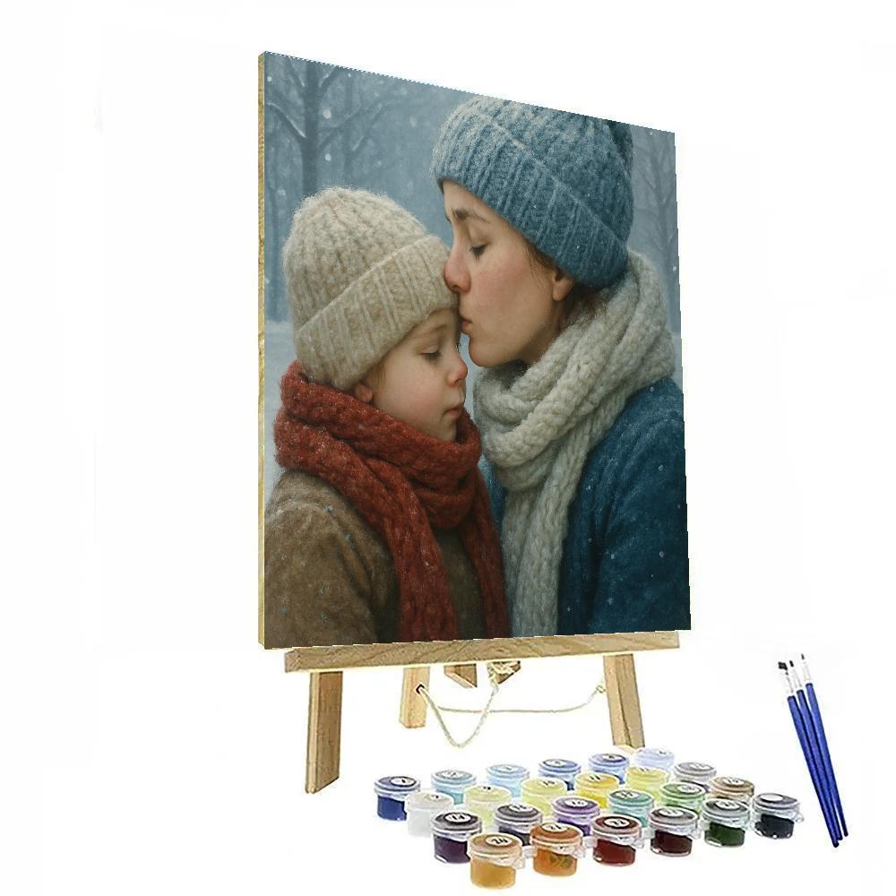 Mother’s Gentle Kiss In Winter Paint by numbers art