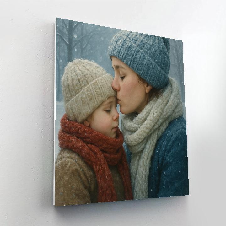 Mother’s Gentle Kiss In Winter Paint by numbers art
