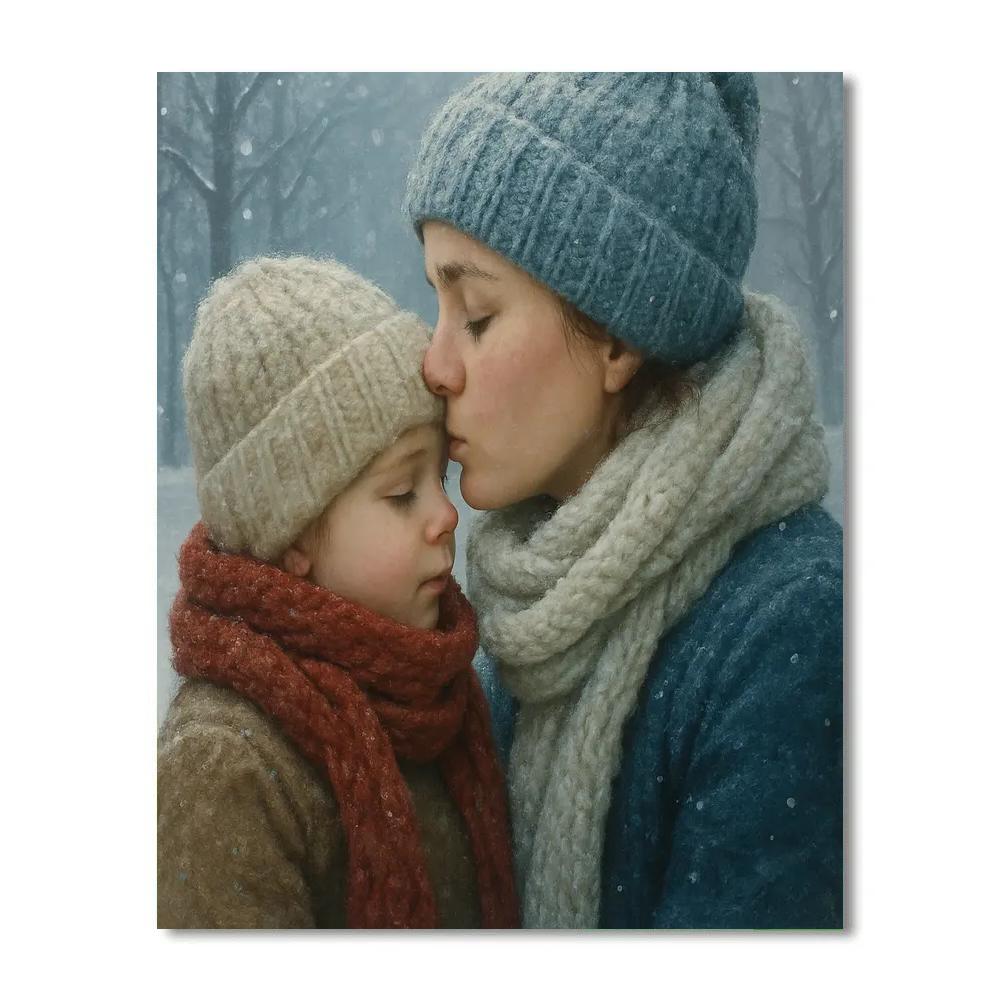 Mother’s Gentle Kiss In Winter Paint by numbers art