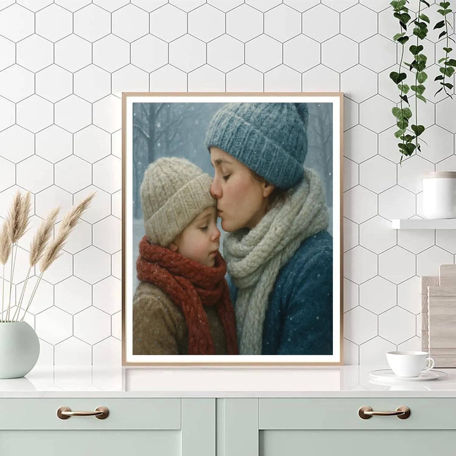 Mother’s Gentle Kiss In Winter Paint by numbers art