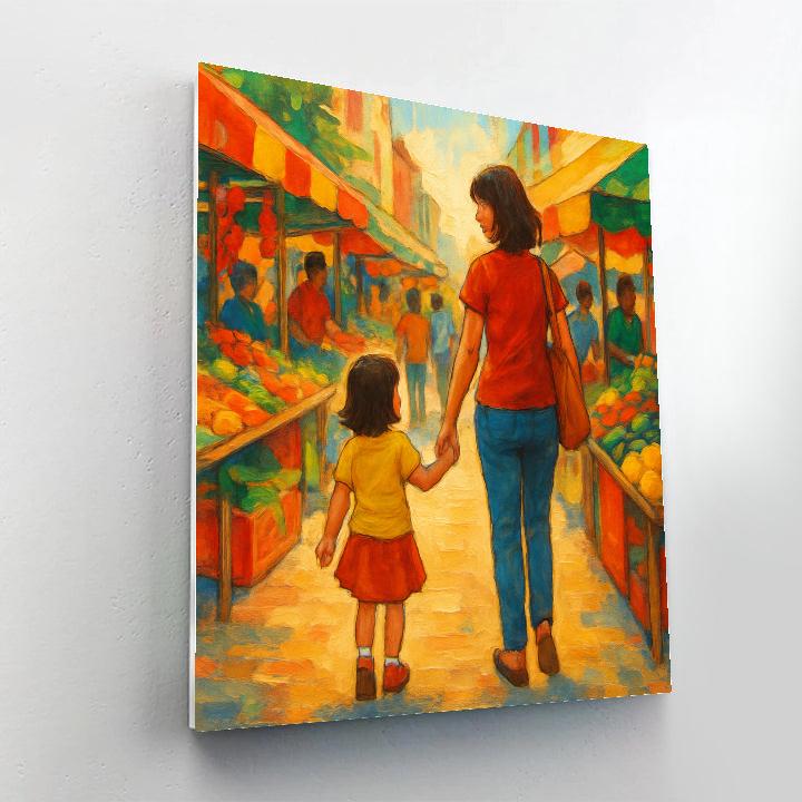 Hand In Hand Through The Market paint by number