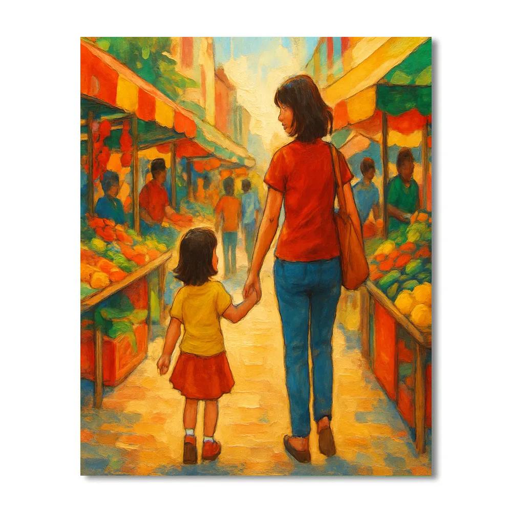 Hand In Hand Through The Market paint by number