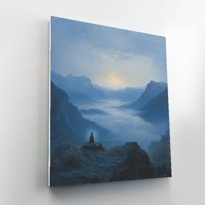 Caspar David Friedrich Inspired Misty Mountain Morning paint by number