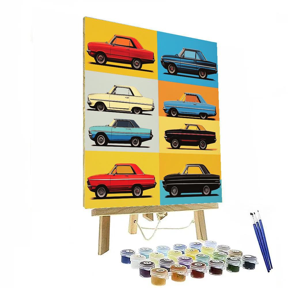 Andy Warhol Inspired Vintage Car Collage paint by number