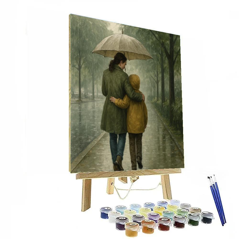 Sharing An Umbrella On A Walk DIY paint by numbers