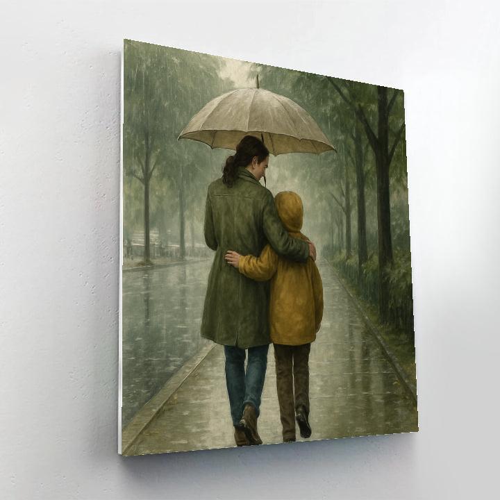 Sharing An Umbrella On A Walk DIY paint by numbers