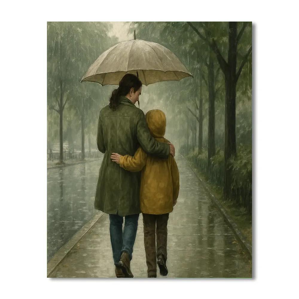 Sharing An Umbrella On A Walk DIY paint by numbers