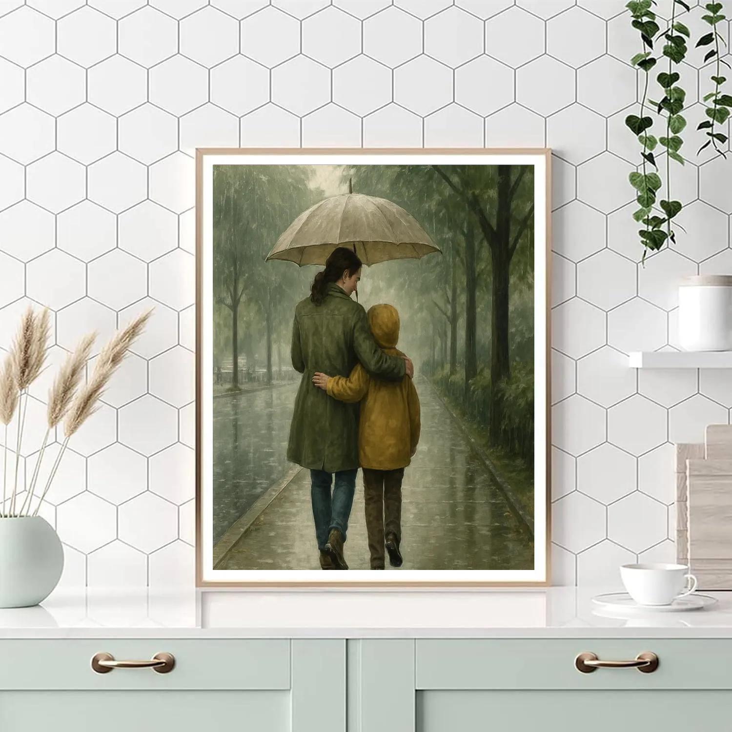 Sharing An Umbrella On A Walk DIY paint by numbers