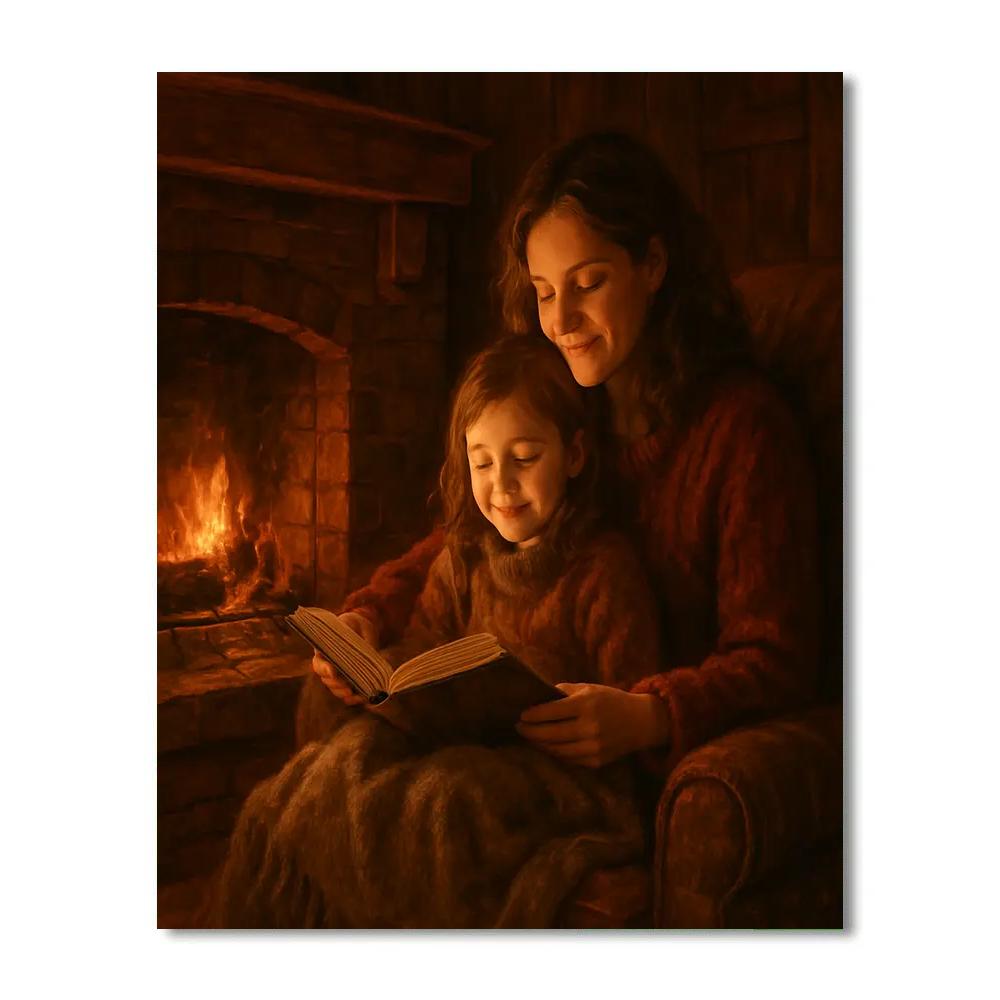 Cozy Fireplace Story Night paint by numbers