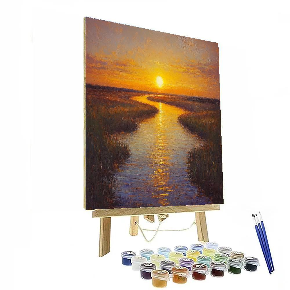 J.M.W. Turner Inspired Golden Sunset River Numbered painting kits