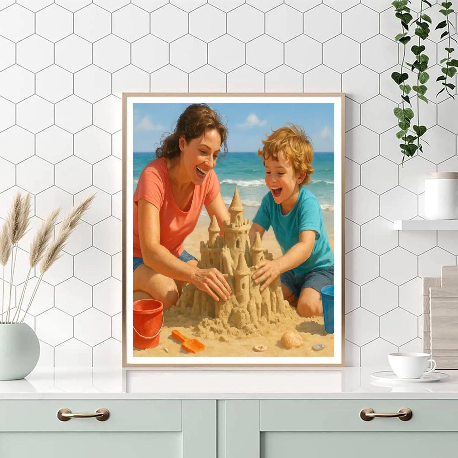 Building Sandcastles Together Painting by numbers kit