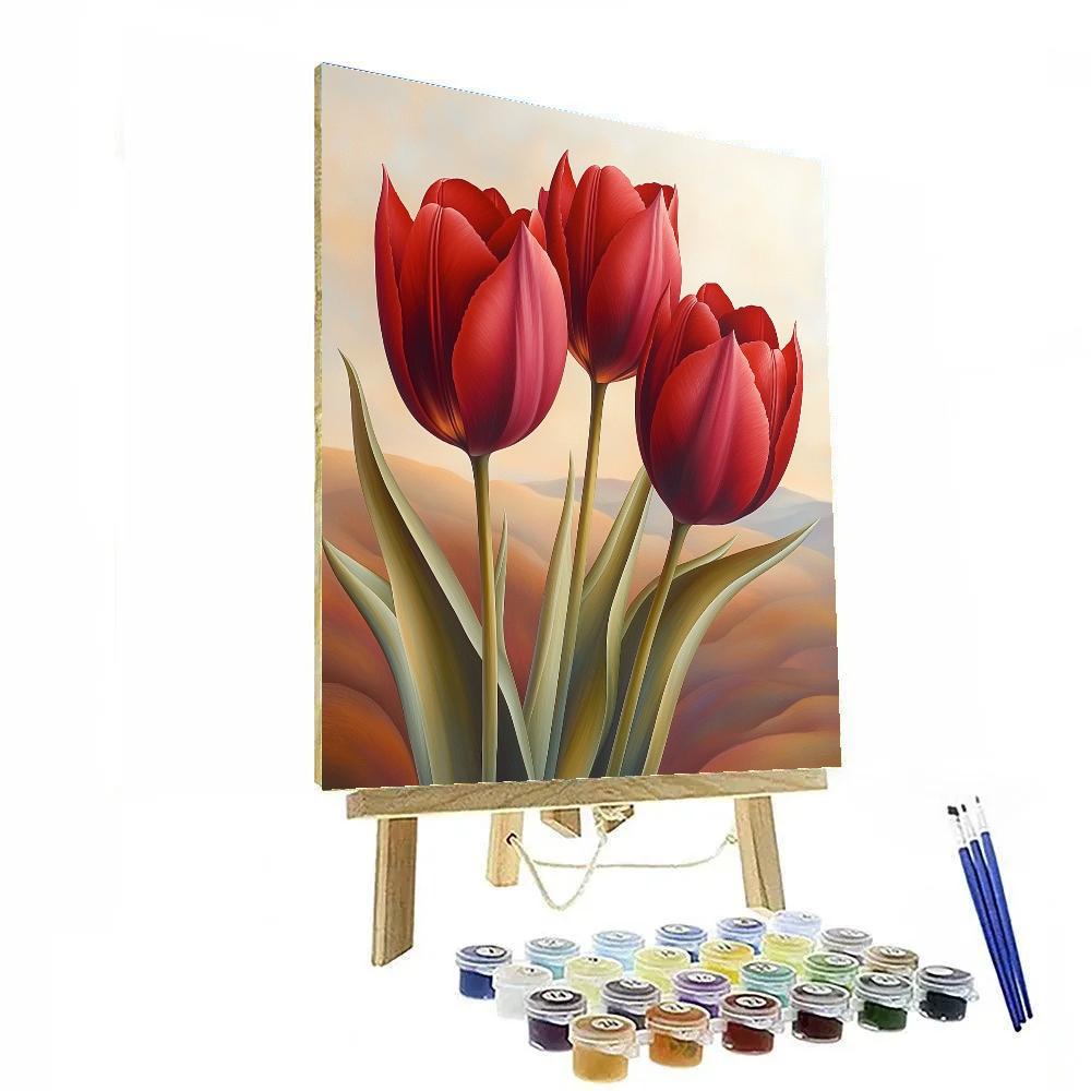 Georgia O’Keeffe Inspired Red Tulips paint by number