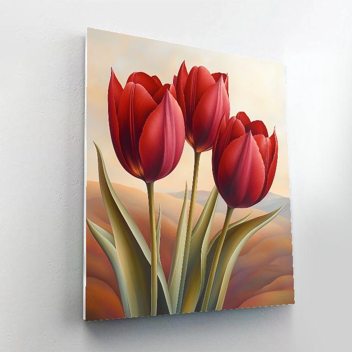 Georgia O’Keeffe Inspired Red Tulips paint by number