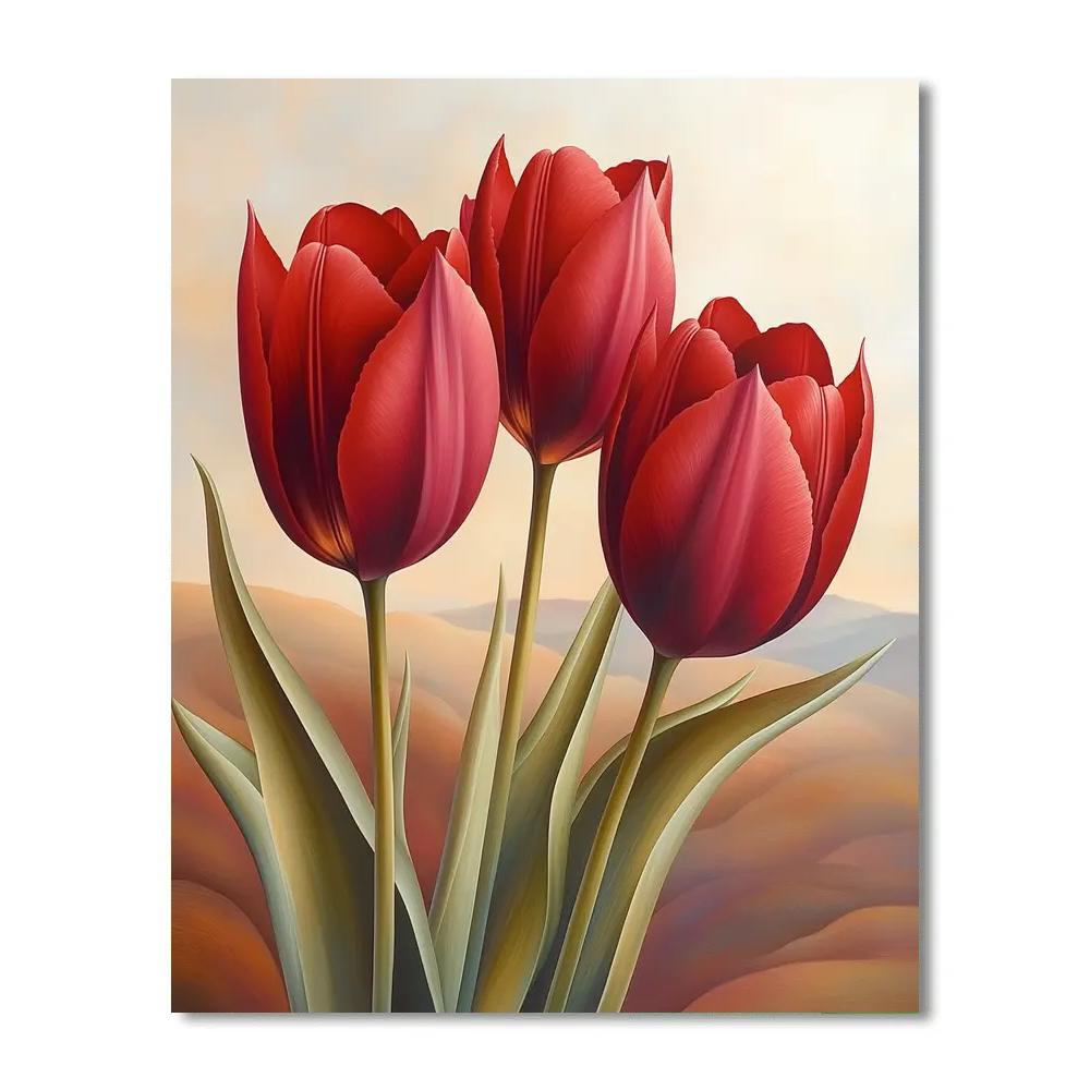 Georgia O’Keeffe Inspired Red Tulips paint by number