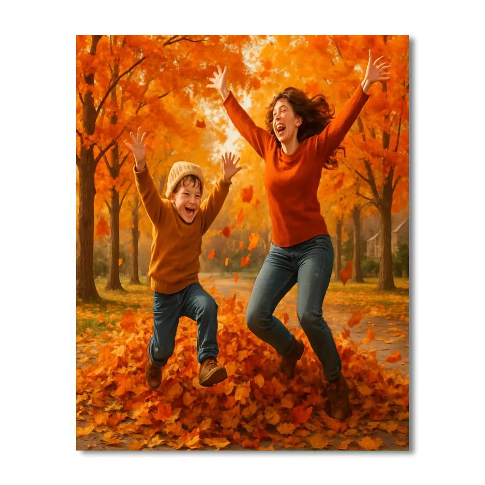 Leaf Pile Playtime paint by numbers