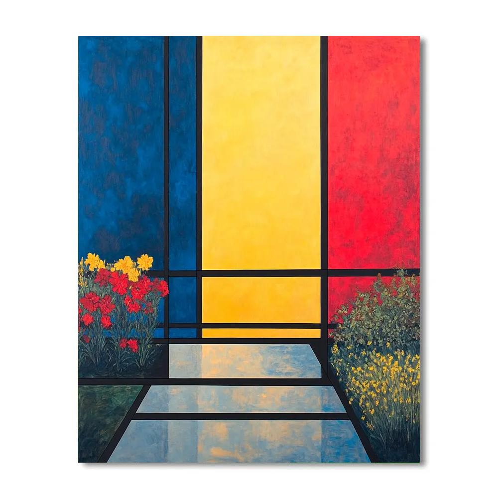 Piet Mondrian Inspired Geometric Garden DIY paint by numbers