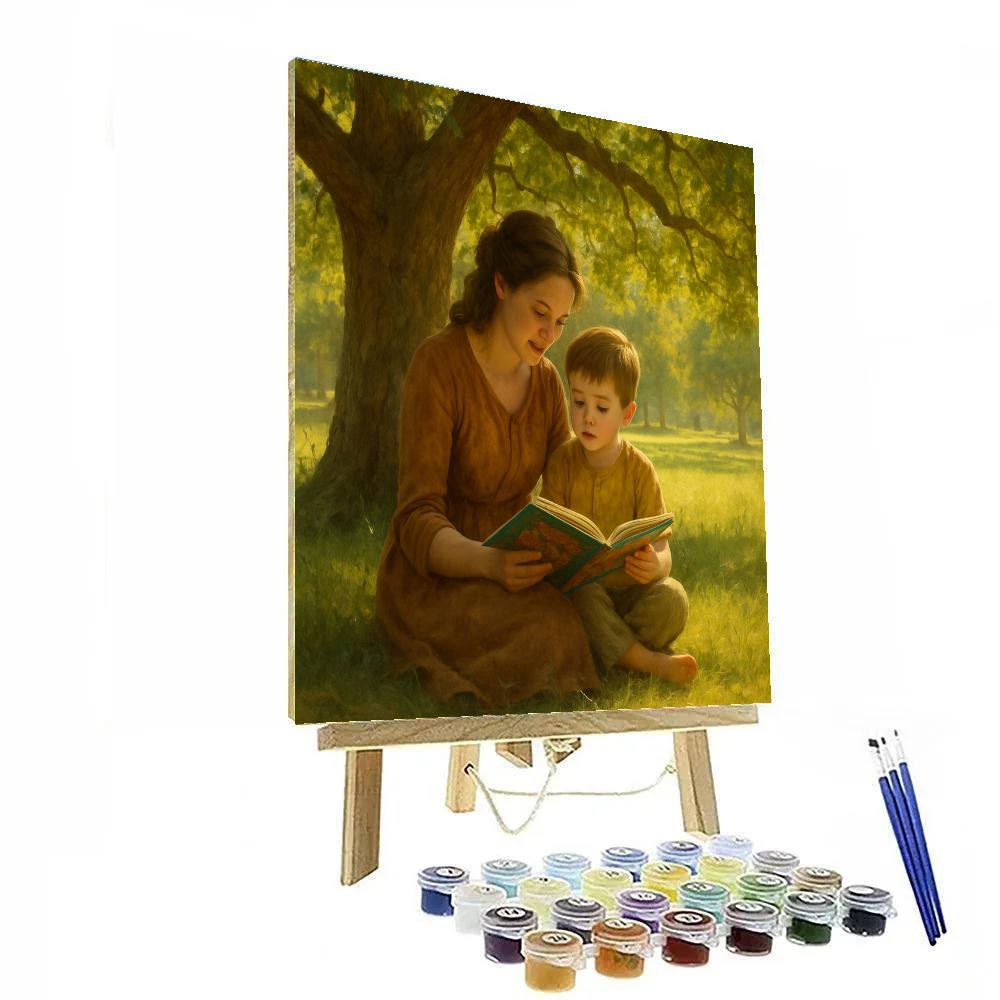 Mom Reading To Child Under Tree Paint by numbers art