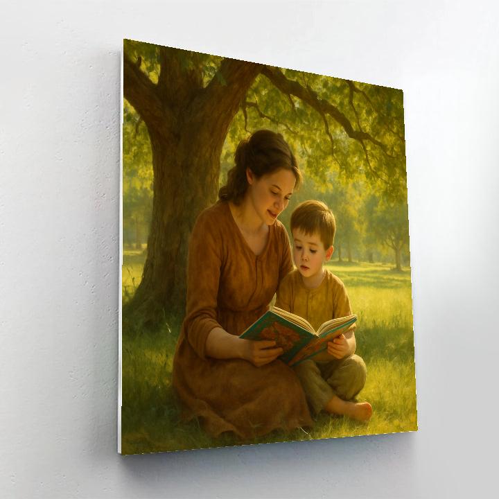 Mom Reading To Child Under Tree Paint by numbers art