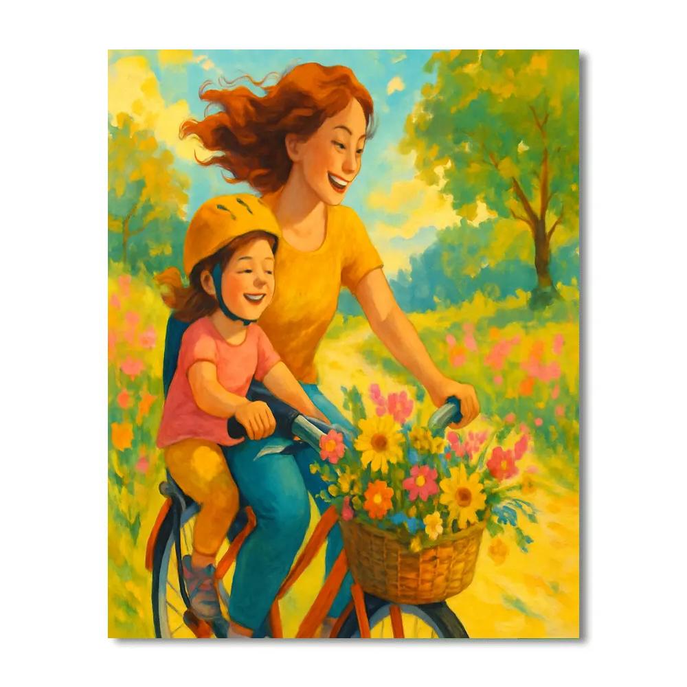 Bicycle Basket Flower Ride Paint by numbers kits