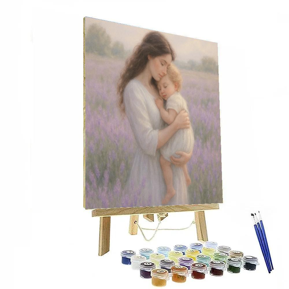 Mother And Child Hug In Lavender Field paint by numbers