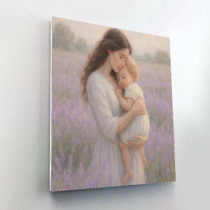 Mother And Child Hug In Lavender Field paint by numbers