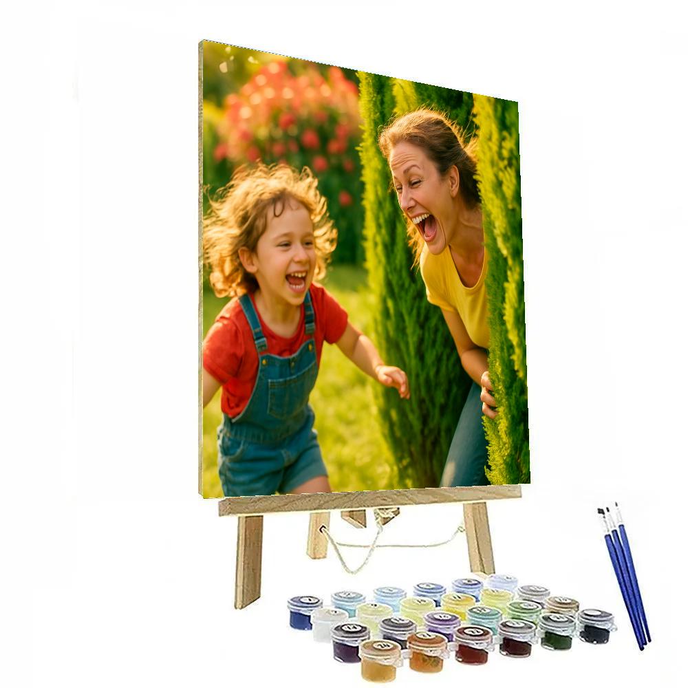 Playing Hide And Seek In The Garden painting number kit