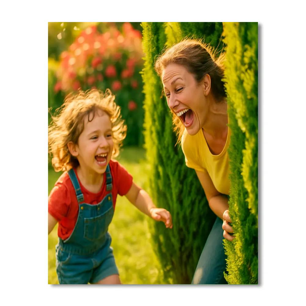 Playing Hide And Seek In The Garden painting number kit