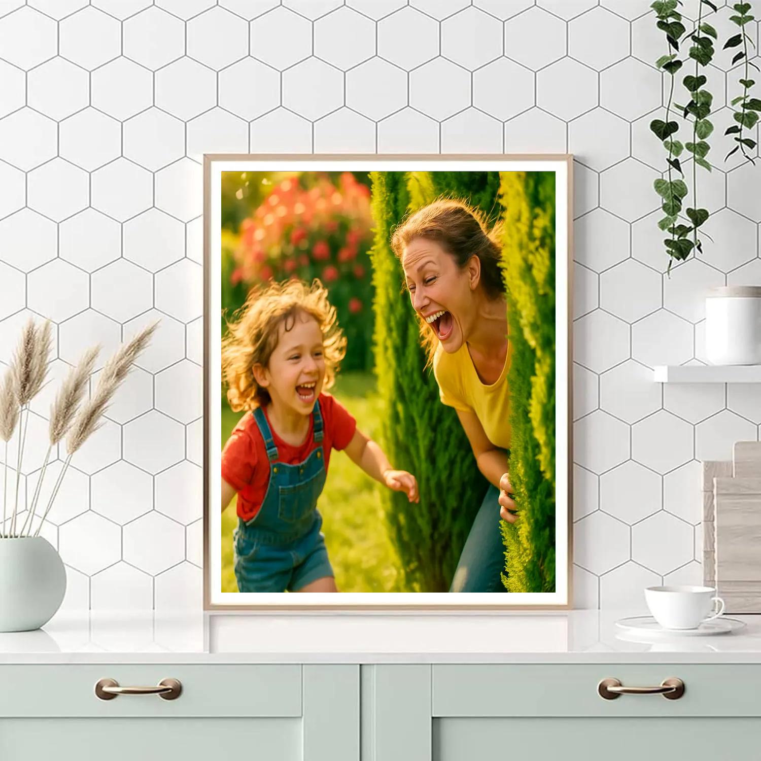 Playing Hide And Seek In The Garden painting number kit