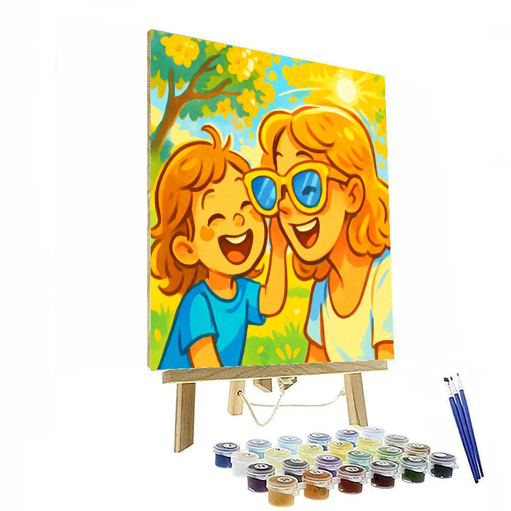 Mother And Child Sharing Sunglasses painting number kit