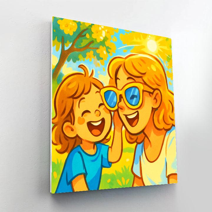Mother And Child Sharing Sunglasses painting number kit