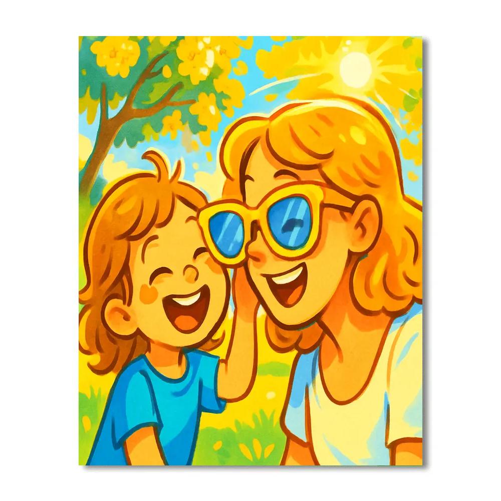 Mother And Child Sharing Sunglasses painting number kit