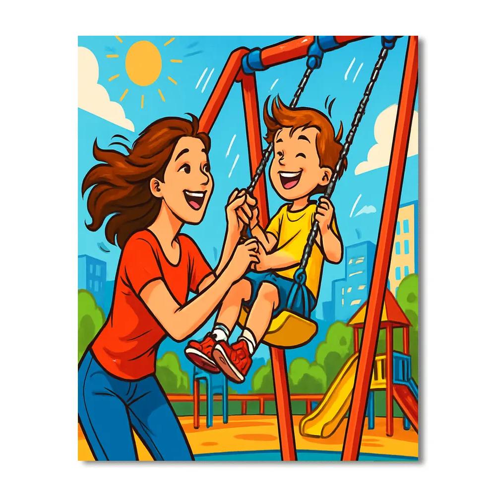 Joyful Playground Swinging Paint by numbers art