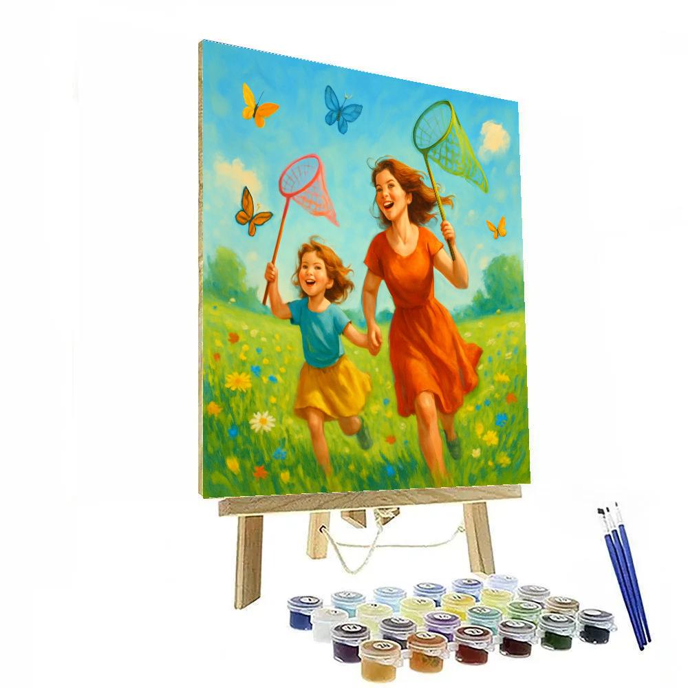 Mother And Child With Butterfly Nets Numbered painting kits