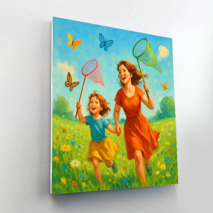 Mother And Child With Butterfly Nets Numbered painting kits