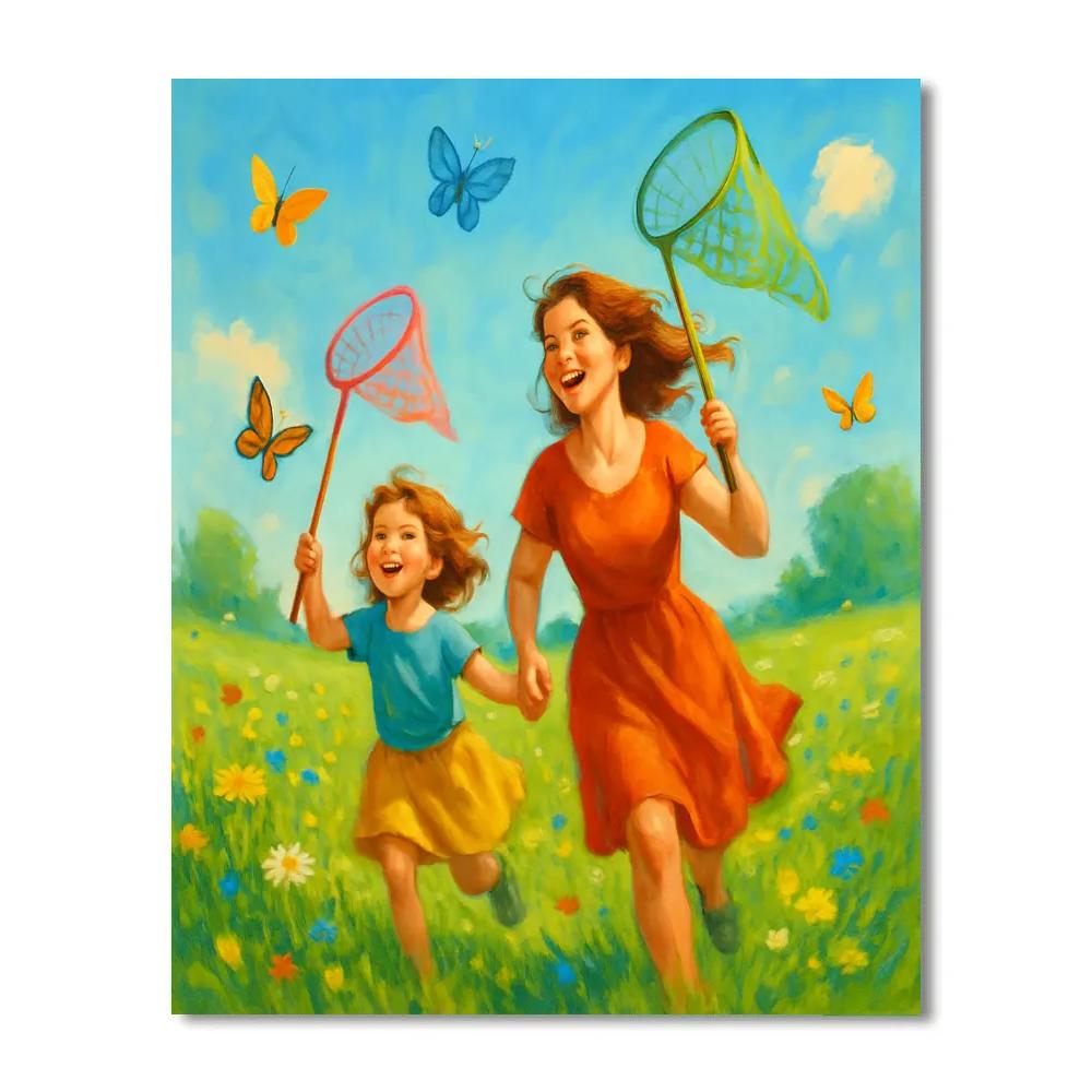 Mother And Child With Butterfly Nets Numbered painting kits