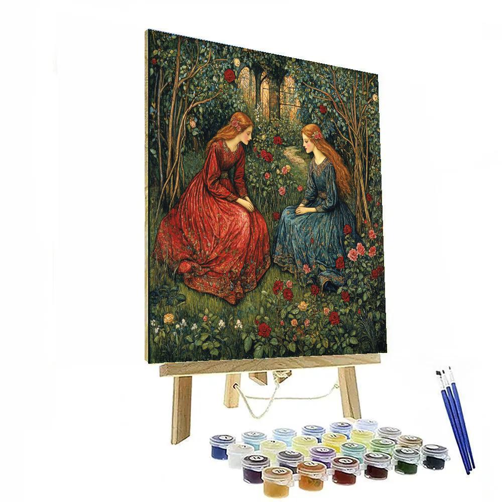 Dante Gabriel Rossetti Inspired Romantic Garden paint by numbers