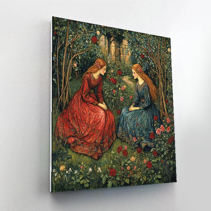 Dante Gabriel Rossetti Inspired Romantic Garden paint by numbers