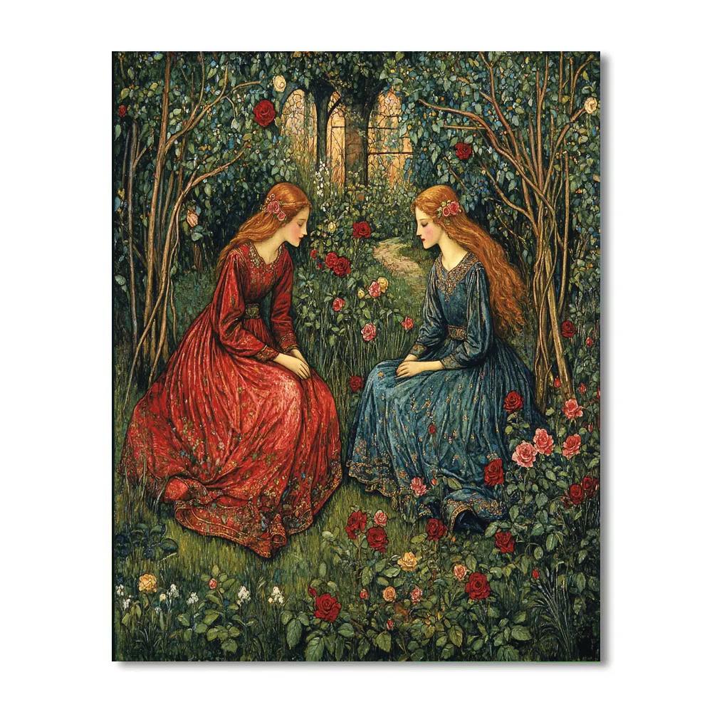 Dante Gabriel Rossetti Inspired Romantic Garden paint by numbers