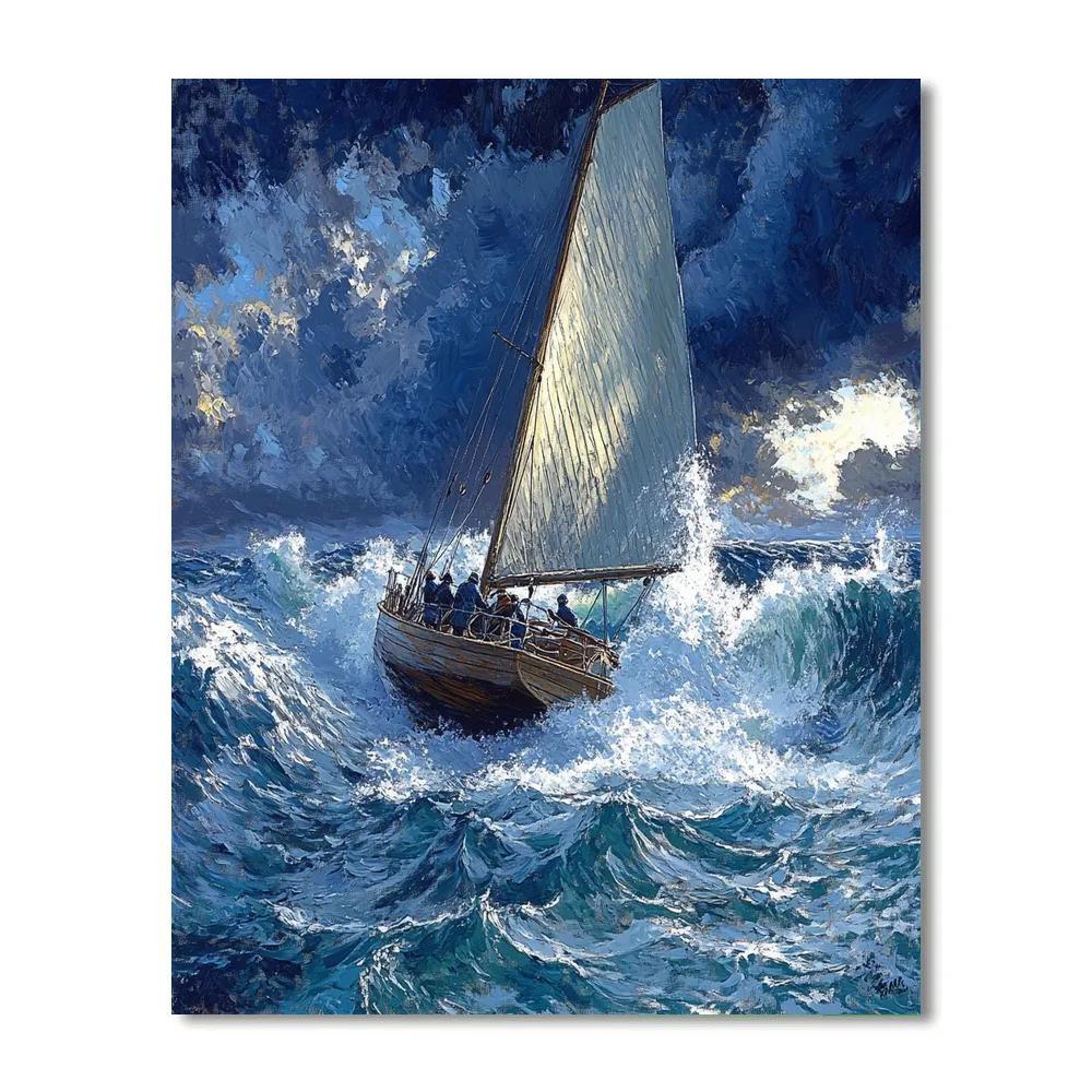 Winslow Homer Inspired Storm At Sea paint by number