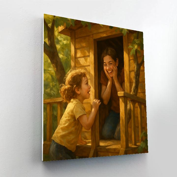 Mother And Child Playing Hide In Treehouse paint by number