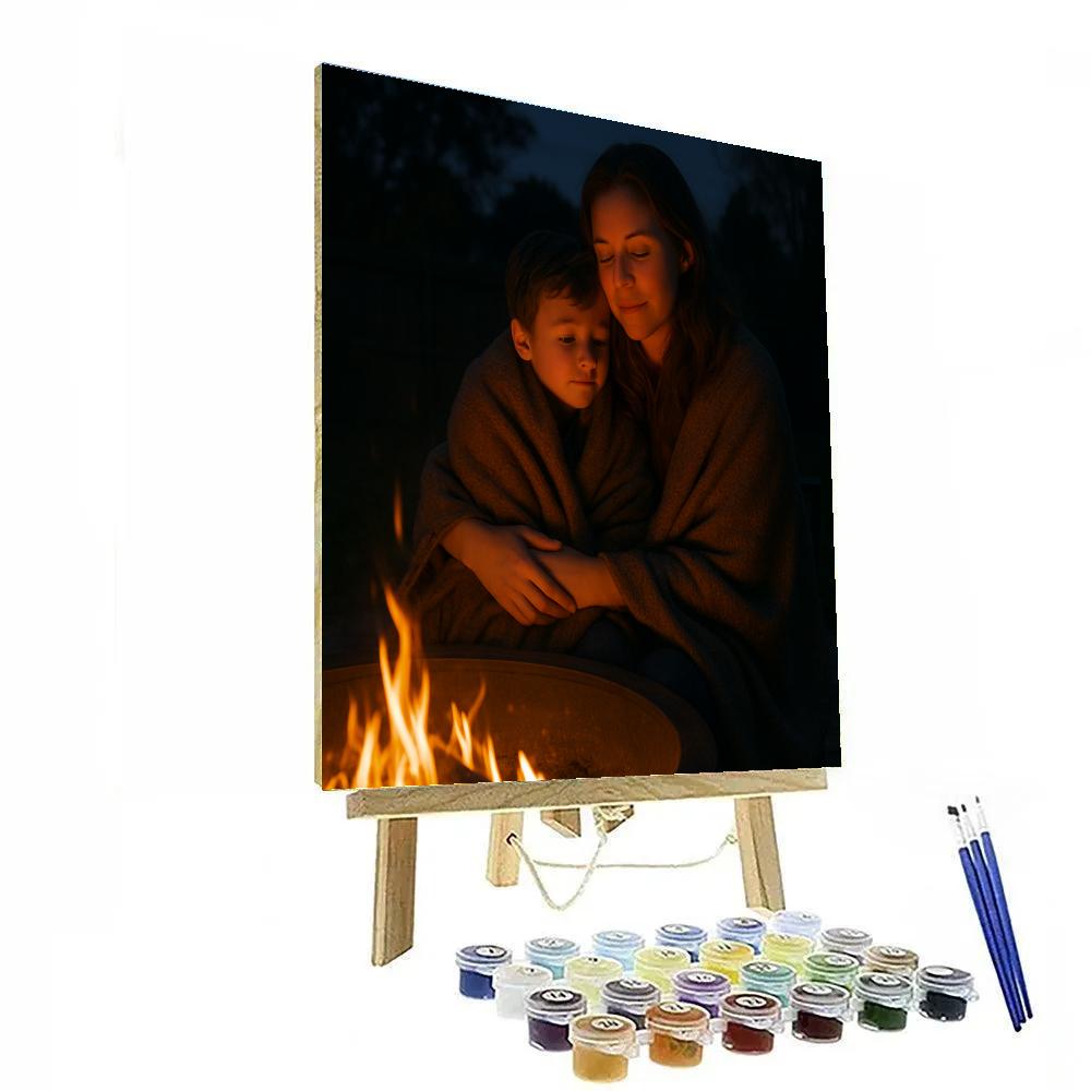 Sharing Warmth By The Fire Pit paint by number