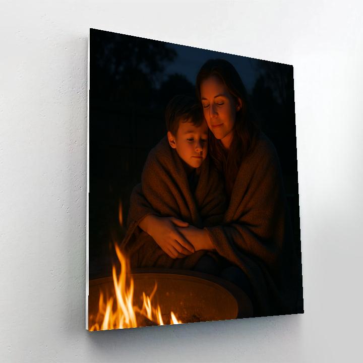 Sharing Warmth By The Fire Pit paint by number