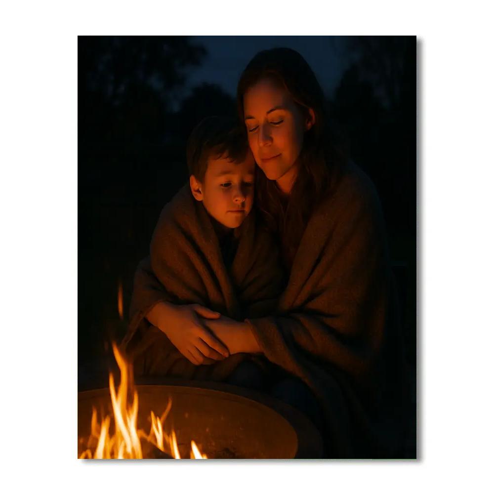 Sharing Warmth By The Fire Pit paint by number